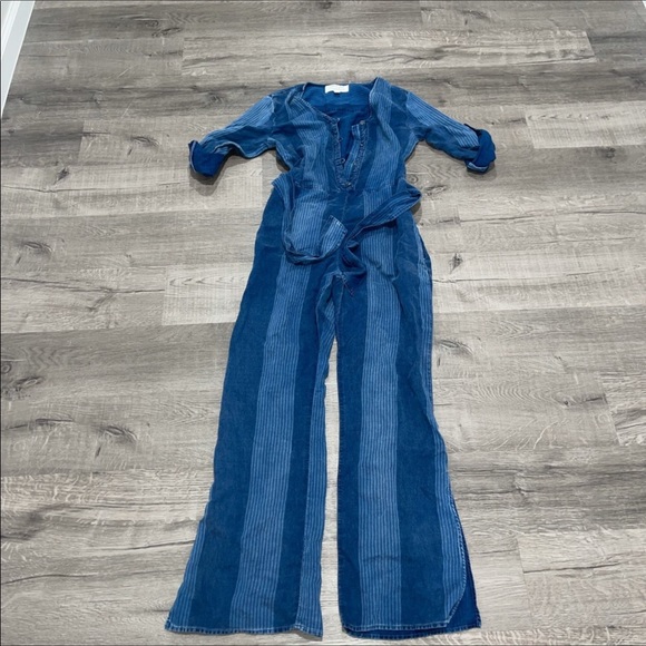 NEW Cloth & Stone Laney Chambray Jumpsuit Romper Denim Jeans Patchwork - Picture 10 of 10